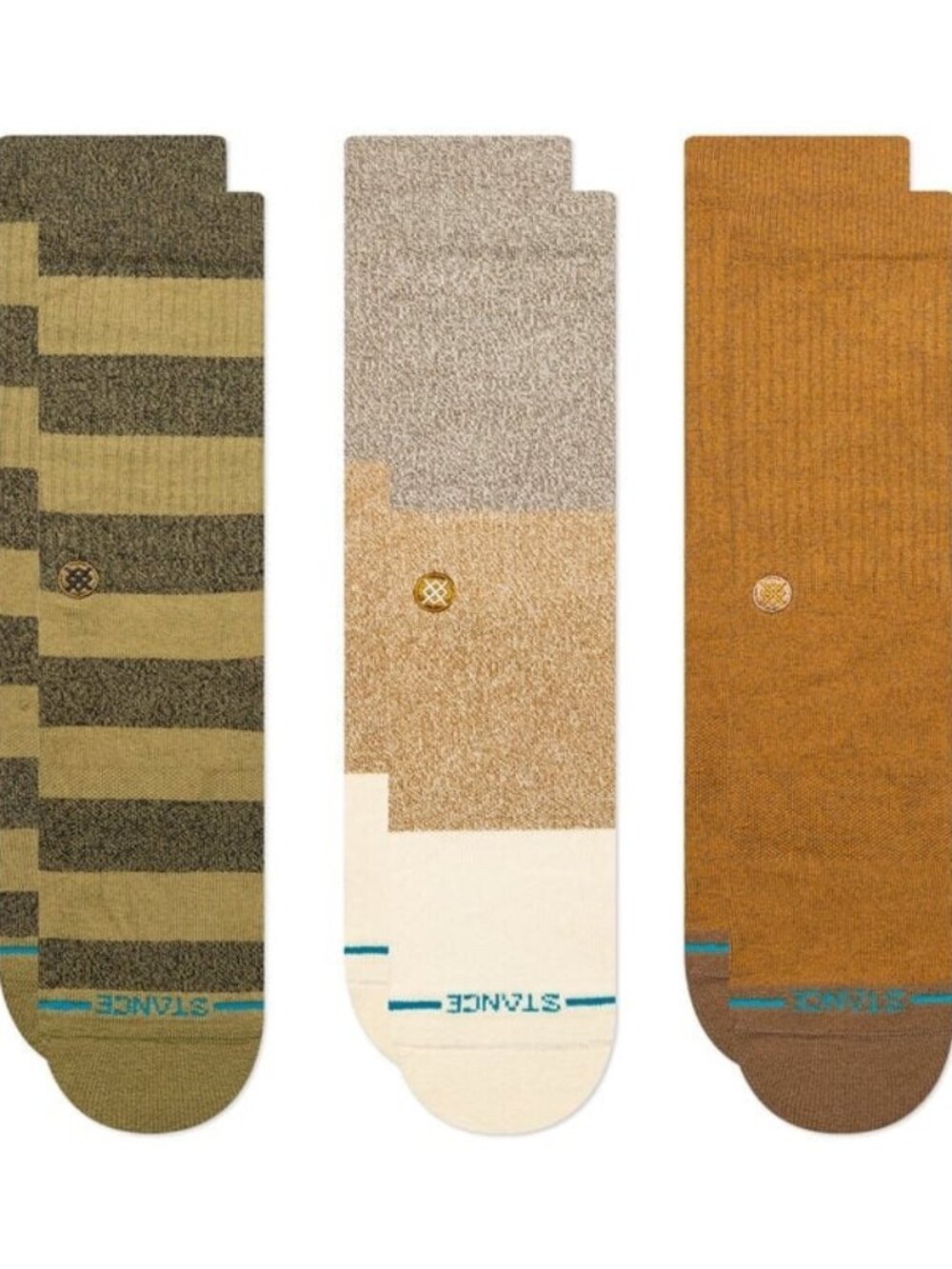 STANCE Cubical Crew Socks 3-Pack  chive *NWT* Butter Blend Infiknit